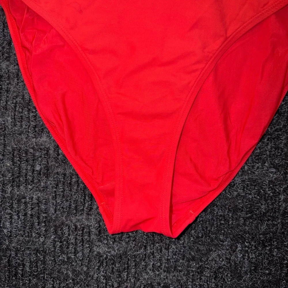 Tory Burch Womens Red Front Tie Knot V-Neck One Piece Swimsuit Sz S Small 934